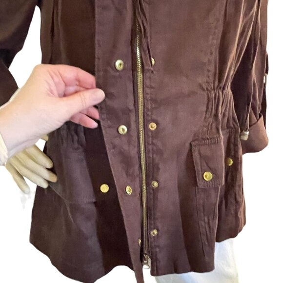 Cache Womens Brown Linen Blend Utility Jacket Sz S - Picture 7 of 14